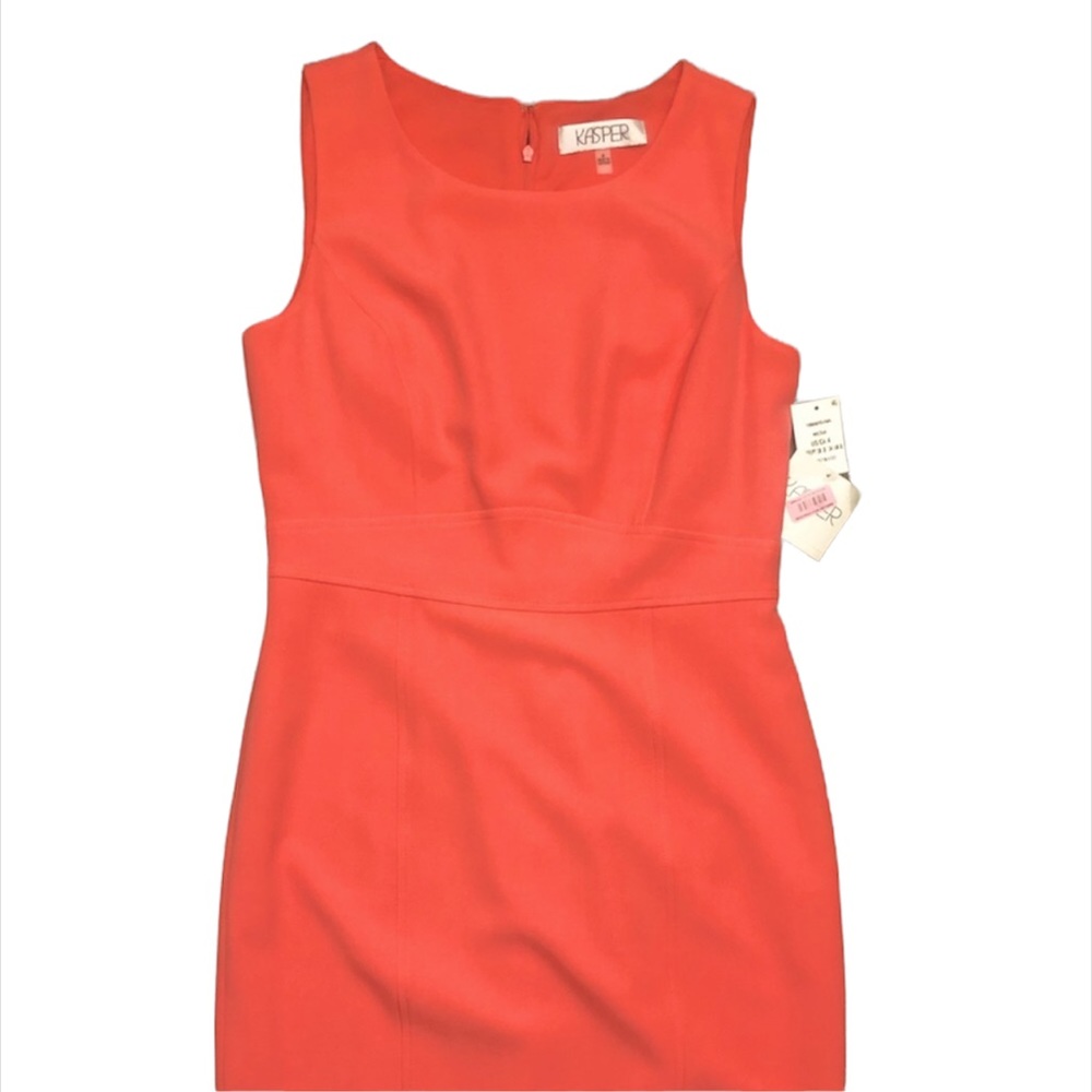 Dillards KASPER Beautiful Nectar/Coral  Sheath Dress w/Banded Waist- Full Lining
